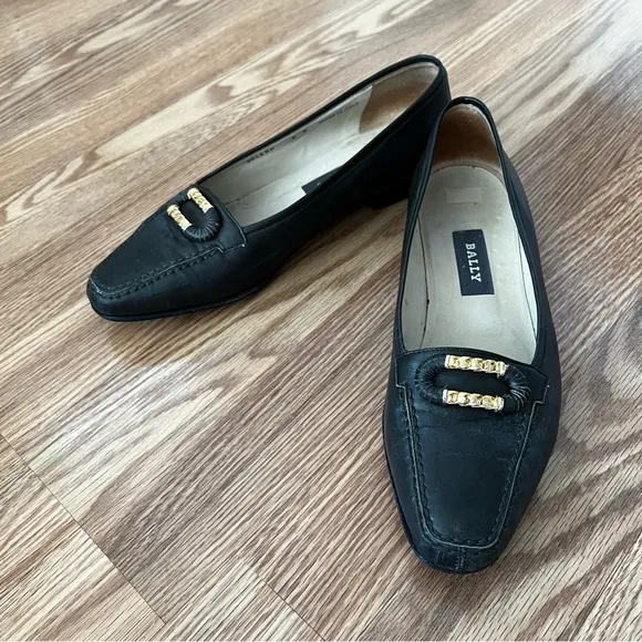 BALLY Olive Green Leather SELENA Loafers Gold Accent sz 8‎