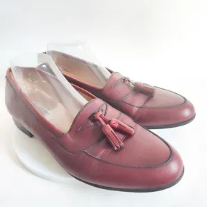 Bally Raleigh Dress Loafers Burgundy Leather Upper &amp; Sole Mens Size 10.5 D Italy