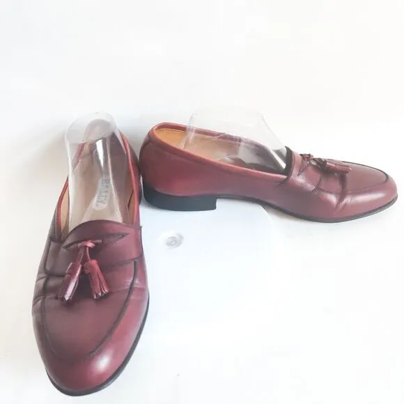 Bally Raleigh Dress Loafers Burgundy Leather Upper &amp; Sole Mens Size 10.5 D Italy