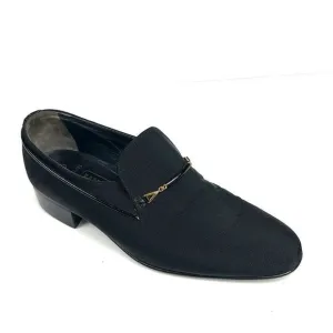 Bally Suisse Club Black Loafers Fabric Tuxedo Shoes