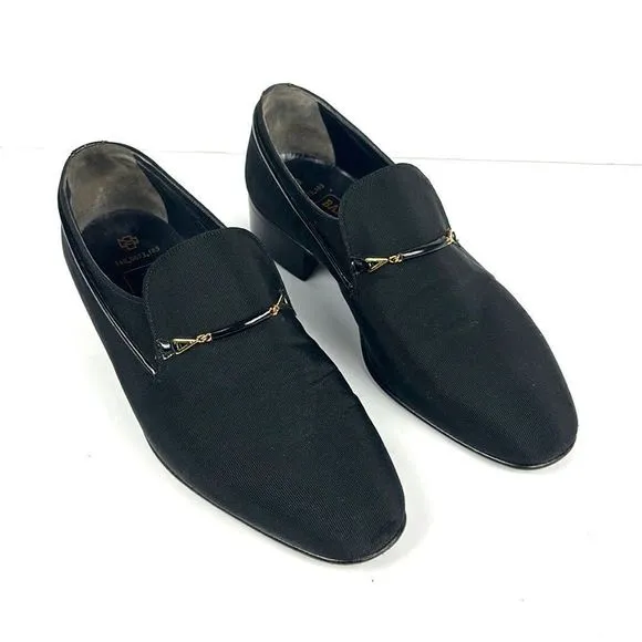 Bally Suisse Club Black Loafers Fabric Tuxedo Shoes
