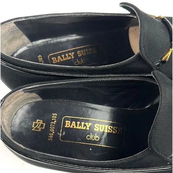 Bally Suisse Club Black Loafers Fabric Tuxedo Shoes