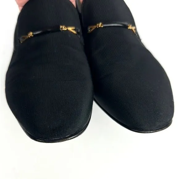 Bally Suisse Club Black Loafers Fabric Tuxedo Shoes