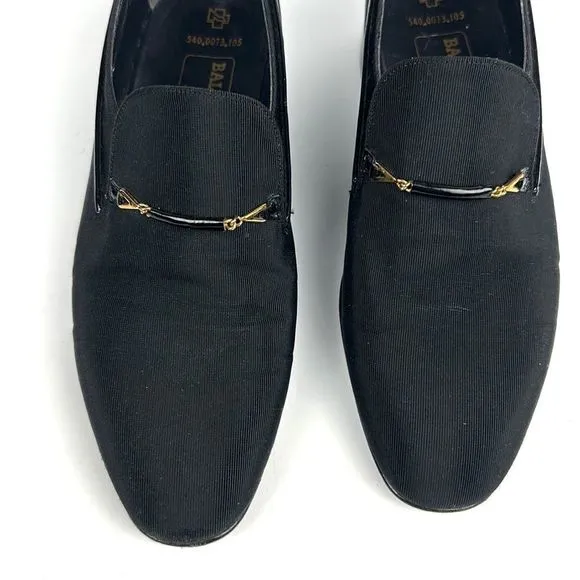 Bally Suisse Club Black Loafers Fabric Tuxedo Shoes