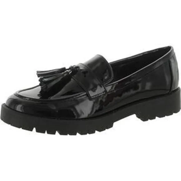 BANDOLINO New $89 Fillup Tassel Lug Sole Black Patent Loafers Size W 8.5