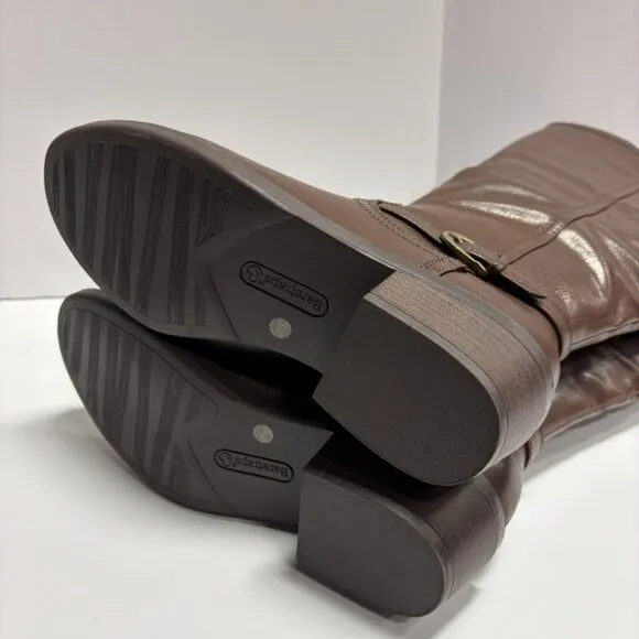 Baretraps Women’s Nena, Brown Riding Boots, Size 7.5W, Wide Calf