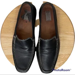 Barneys New York Black Leather Italian Made Loafers Size 10