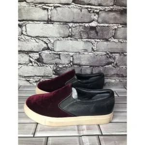 Barney’s New York Red Velvet Suede Slip On Casual Sneakers Shoes Women 36EU/6M U