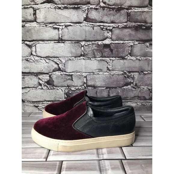 Barney’s New York Red Velvet Suede Slip On Casual Sneakers Shoes Women 36EU/6M U