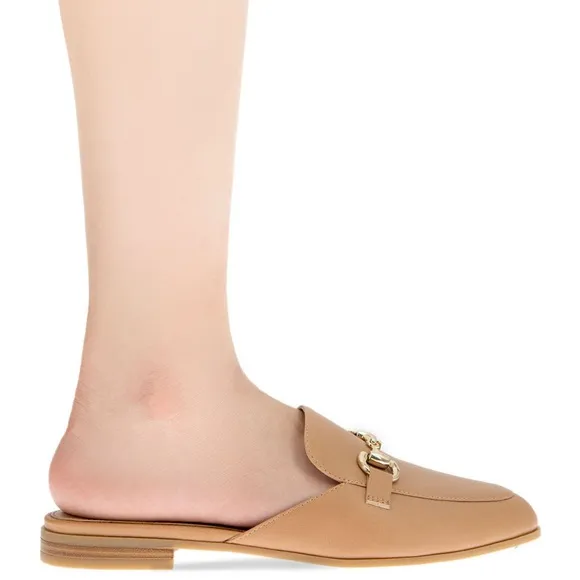 BCBGENERATION Zorie Tailored Slip On Loafers Mules Tan Size 6