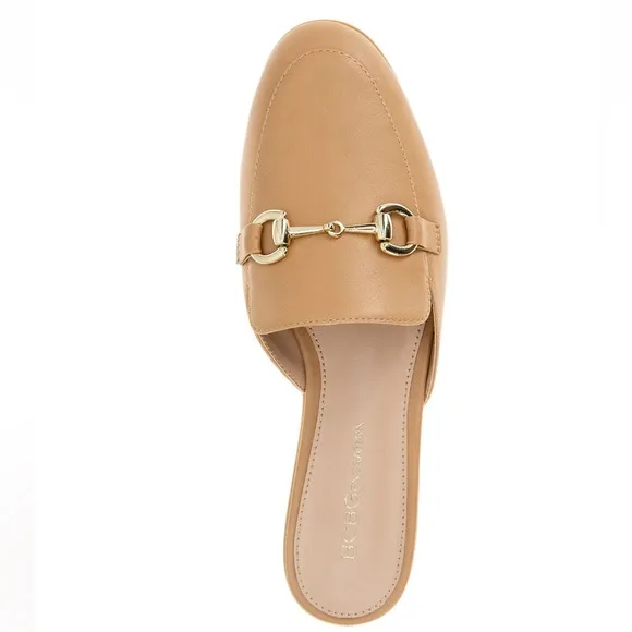 BCBGENERATION Zorie Tailored Slip On Loafers Mules Tan Size 6