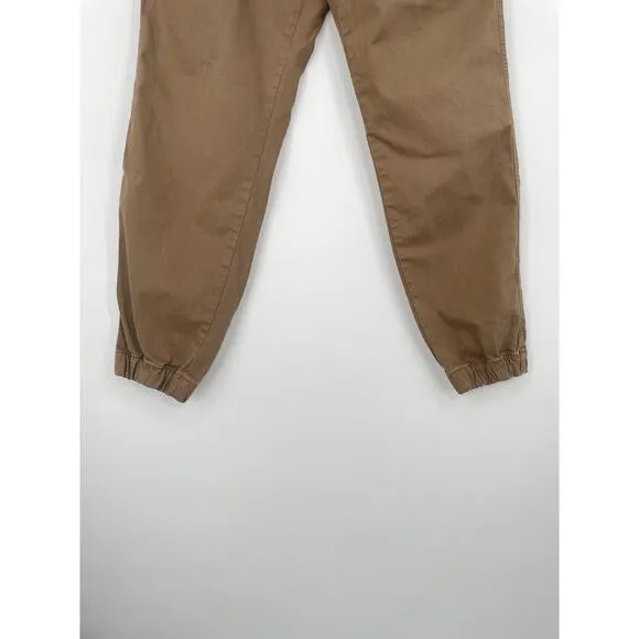 Bearbottoms Mens Dark Khaki Elastic Ankle 4 Pocket Zipper Fly Joggers Size Large