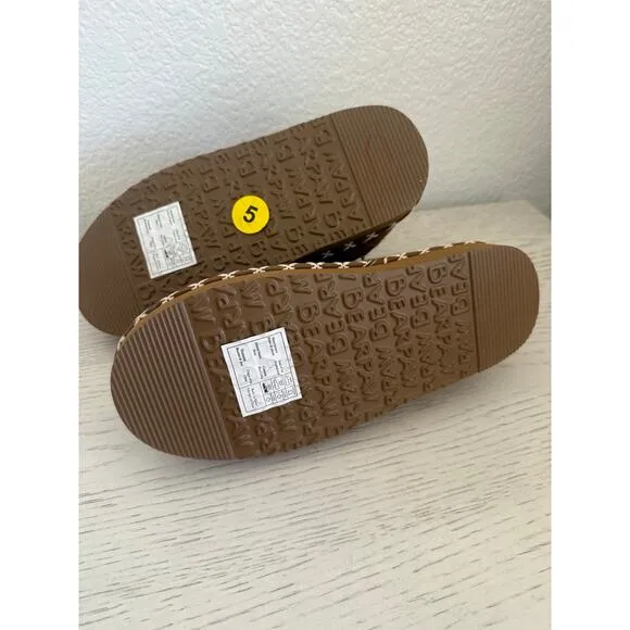 BearPaw Martis Mule Suede Platform Warm Fleece Lined Slippers Flats US Sz 5