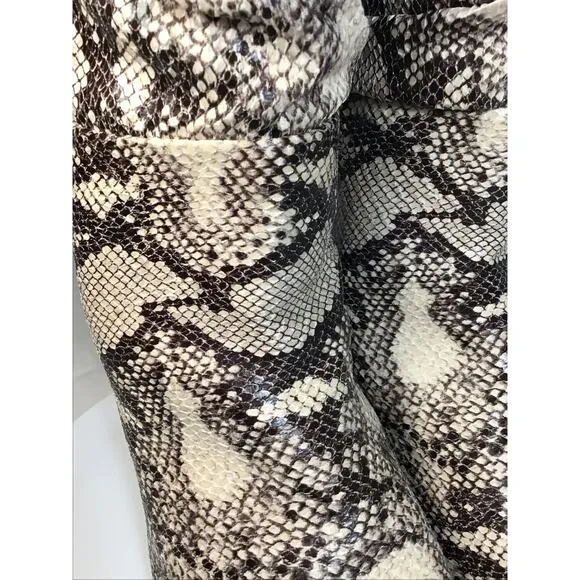 Bebe Women Vegan Snake Skin Mid Calf  Boots Sz. 7 Brown 3.5” heel Edgy Y2K