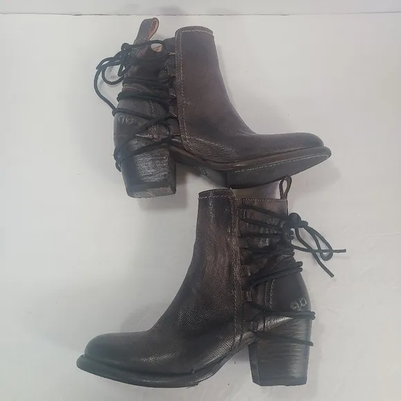 Bed Stu Blaire Graphite Leather Vibram Sole Boots Women Size 7