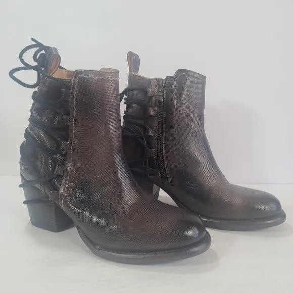 Bed Stu Blaire Graphite Leather Vibram Sole Boots Women Size 7