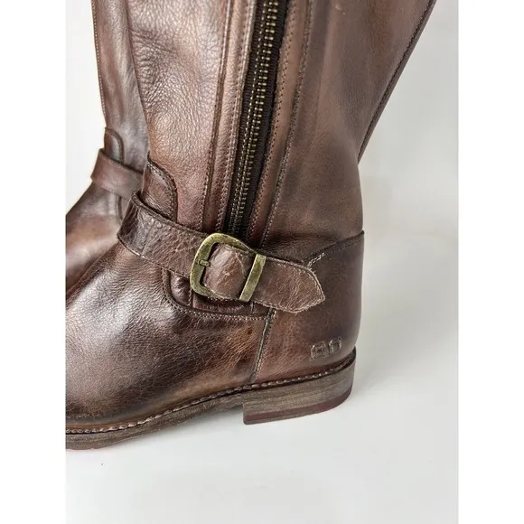 Bed Stu Gogo Lug Tan Rustic Riding Knee High Buckles Wide Calf Boots Size 8.5