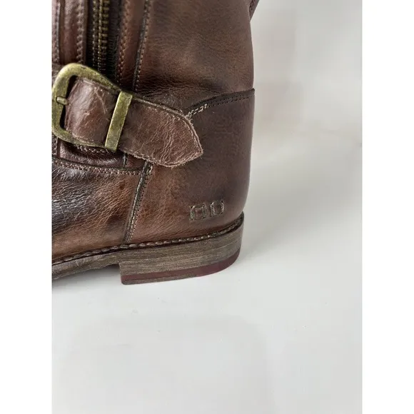 Bed Stu Gogo Lug Tan Rustic Riding Knee High Buckles Wide Calf Boots Size 8.5
