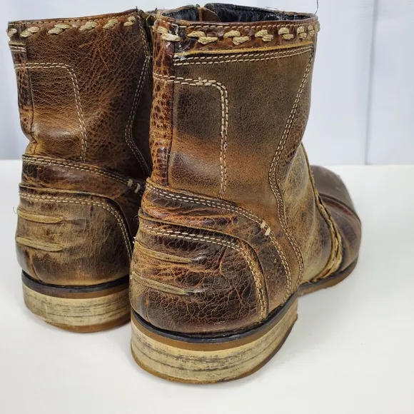 Bedstu Distressed Low Calf Boots Mens Size 9 Whipp Stitch Western Traveler