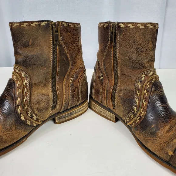 Bedstu Distressed Low Calf Boots Mens Size 9 Whipp Stitch Western Traveler