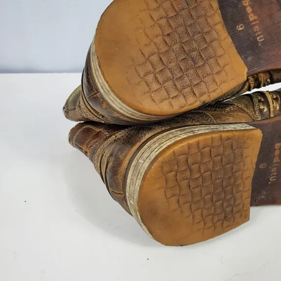 Bedstu Distressed Low Calf Boots Mens Size 9 Whipp Stitch Western Traveler