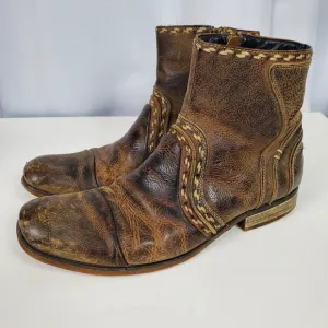 Bedstu Distressed Low Calf Boots Mens Size 9 Whipp Stitch Western Traveler