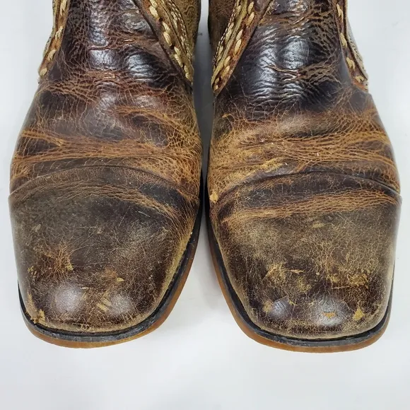 Bedstu Distressed Low Calf Boots Mens Size 9 Whipp Stitch Western Traveler