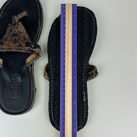 Bed|Stu Women's Black and Brown Flip flop thong Sandals SIZE 8
