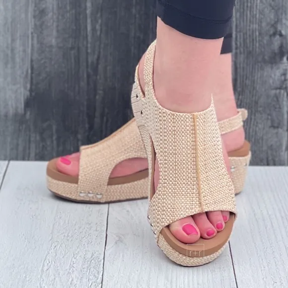 Best seller! Corkys Footwear Low Heel Wedge Sandal Volta II in Raffia All