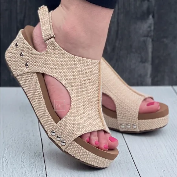 Best seller! Corkys Footwear Low Heel Wedge Sandal Volta II in Raffia All