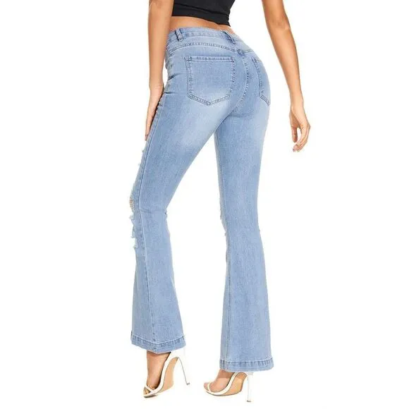 Betu Bell Bottom Jeans for Women Stretch Flare Dark Blue Bootcut High Waisted S