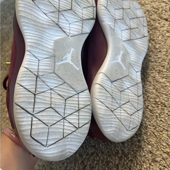 Big Kids JORDAN crushed velvet Burgundy Sneakers