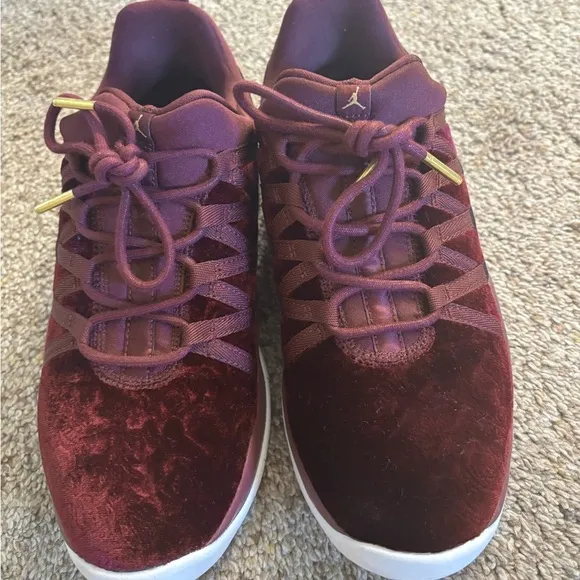 Big Kids JORDAN crushed velvet Burgundy Sneakers