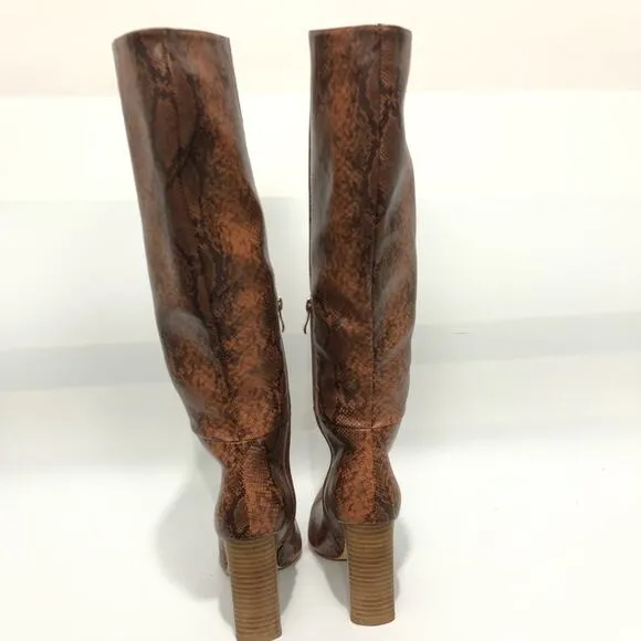 Billini Dare You To Try Heeled Snake Print Knee High Boots Multicolor Size 8