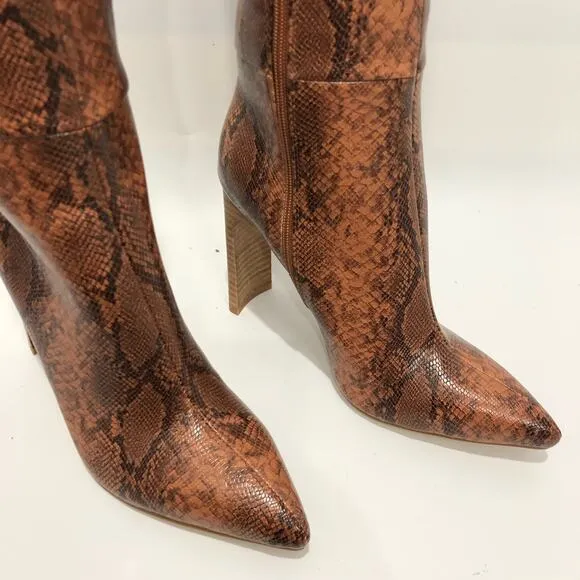 Billini Dare You To Try Heeled Snake Print Knee High Boots Multicolor Size 8