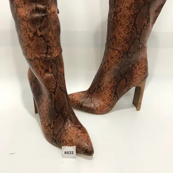 Billini Dare You To Try Heeled Snake Print Knee High Boots Multicolor Size 8