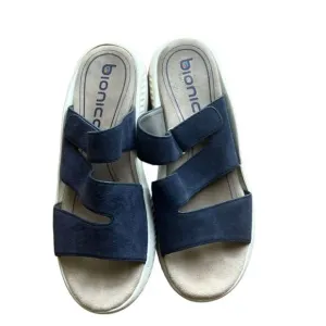BIONICA Womens Avoca Summer Blue Suede Leather Sporty Comfort Sandals Slides  10