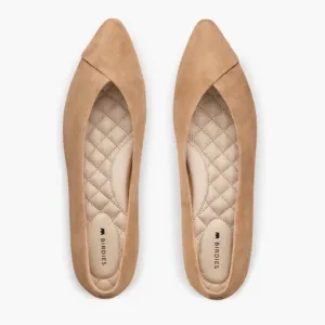 BIRDIES Pointed Toe Flats The Goldfinch Leather Suede Size  8.5 Tan