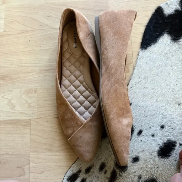 BIRDIES Pointed Toe Flats The Goldfinch Leather Suede Size  8.5 Tan