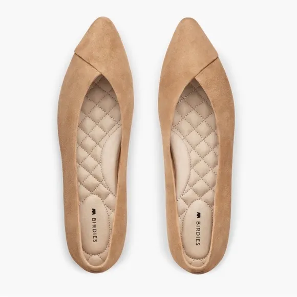BIRDIES Pointed Toe Flats The Goldfinch Leather Suede Size  8.5 Tan