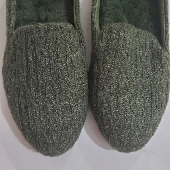 Birdies Starling Cable Knit Flats Slip on Shoes Forest Green Size 6.5