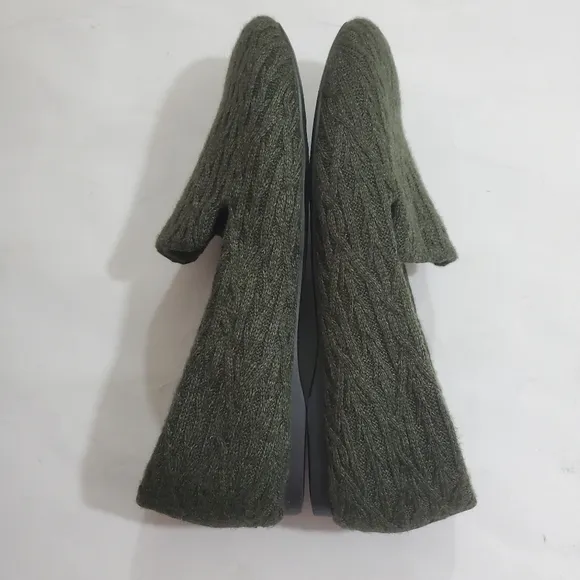 Birdies Starling Cable Knit Flats Slip on Shoes Forest Green Size 6.5