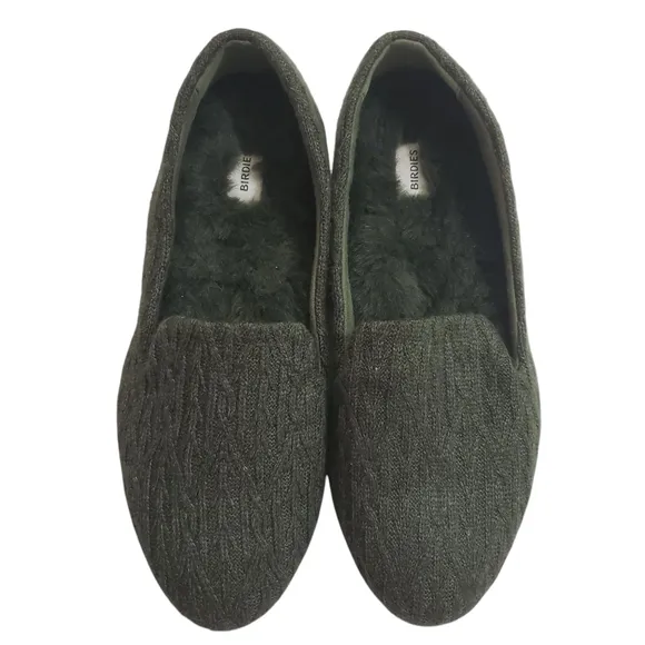 Birdies Starling Cable Knit Flats Slip on Shoes Forest Green Size 6.5