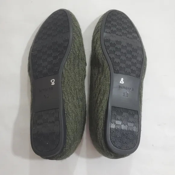 Birdies Starling Cable Knit Flats Slip on Shoes Forest Green Size 6.5