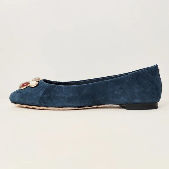 Birdies The Hummingbird Teal Suede Stone Size 8.5 Ballet Flats Blue Slip-on Shoe