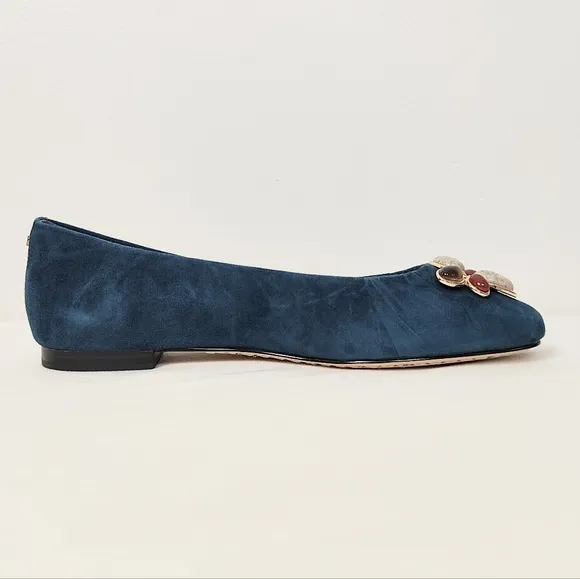 Birdies The Hummingbird Teal Suede Stone Size 8.5 Ballet Flats Blue Slip-on Shoe