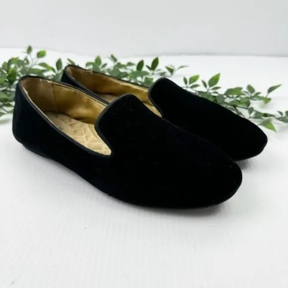 Birdies The Starling Black Velvet Suede Loafers, Memory Foam Sole Loafers 8.5
