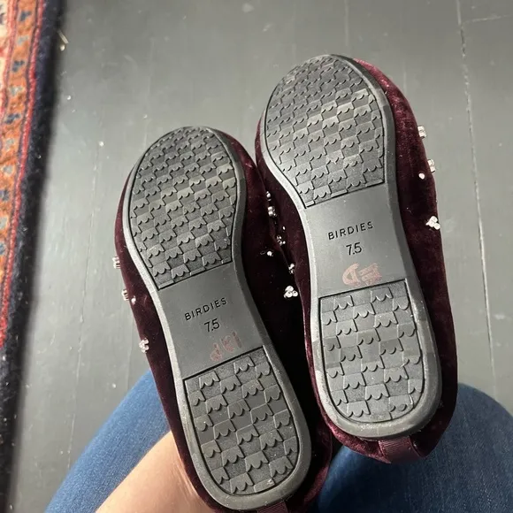 Birdies The Starling Loafers in Burgundy Velvet, size 7.5