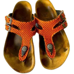 Birkenstock Birki's Milos Mesh Orange Thong Sandals Sz 33 (Girls Size 2/2.5)