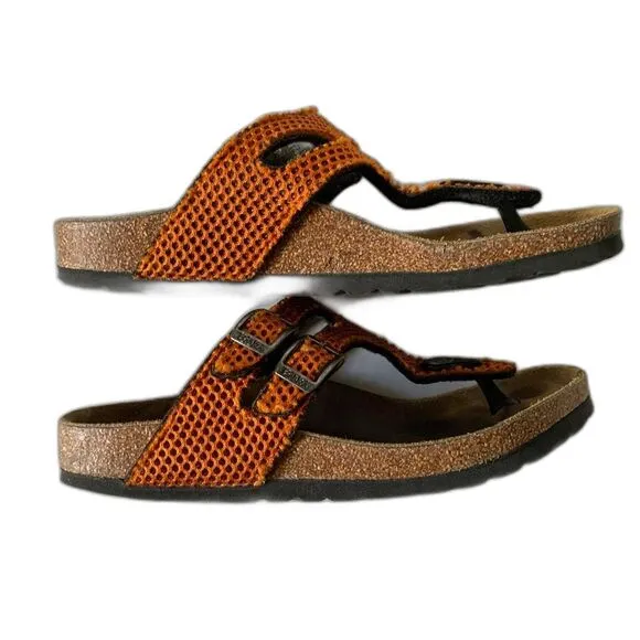 Birkenstock Birki's Milos Mesh Orange Thong Sandals Sz 33 (Girls Size 2/2.5)